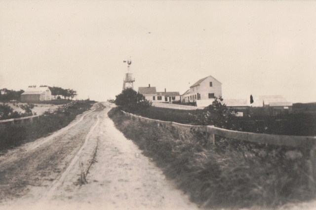 South Wellfleet Causeway and J.A. Stubbs home with windmill pump